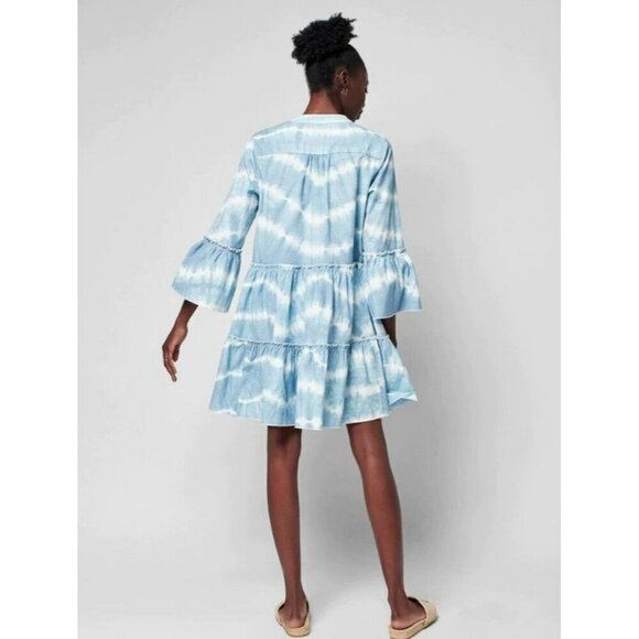 FAHERTY Vida Blue Tie Dye Tiered A Line Oversized Dress Size Small $278 - Picture 2 of 11